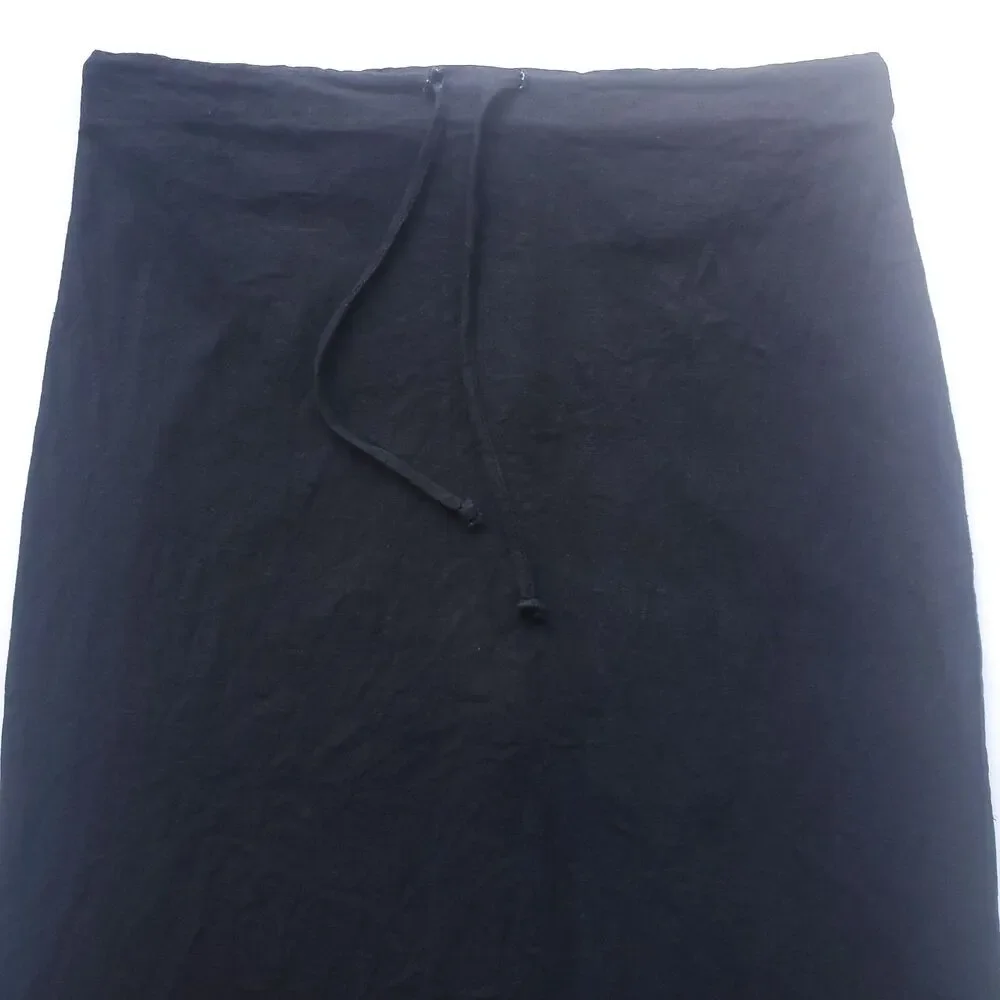 VTG Pencil Skirt Size 4 Black Linen Blend 30" x 36" Long Slit Lagenlook Lagom - Picture 2 of 14